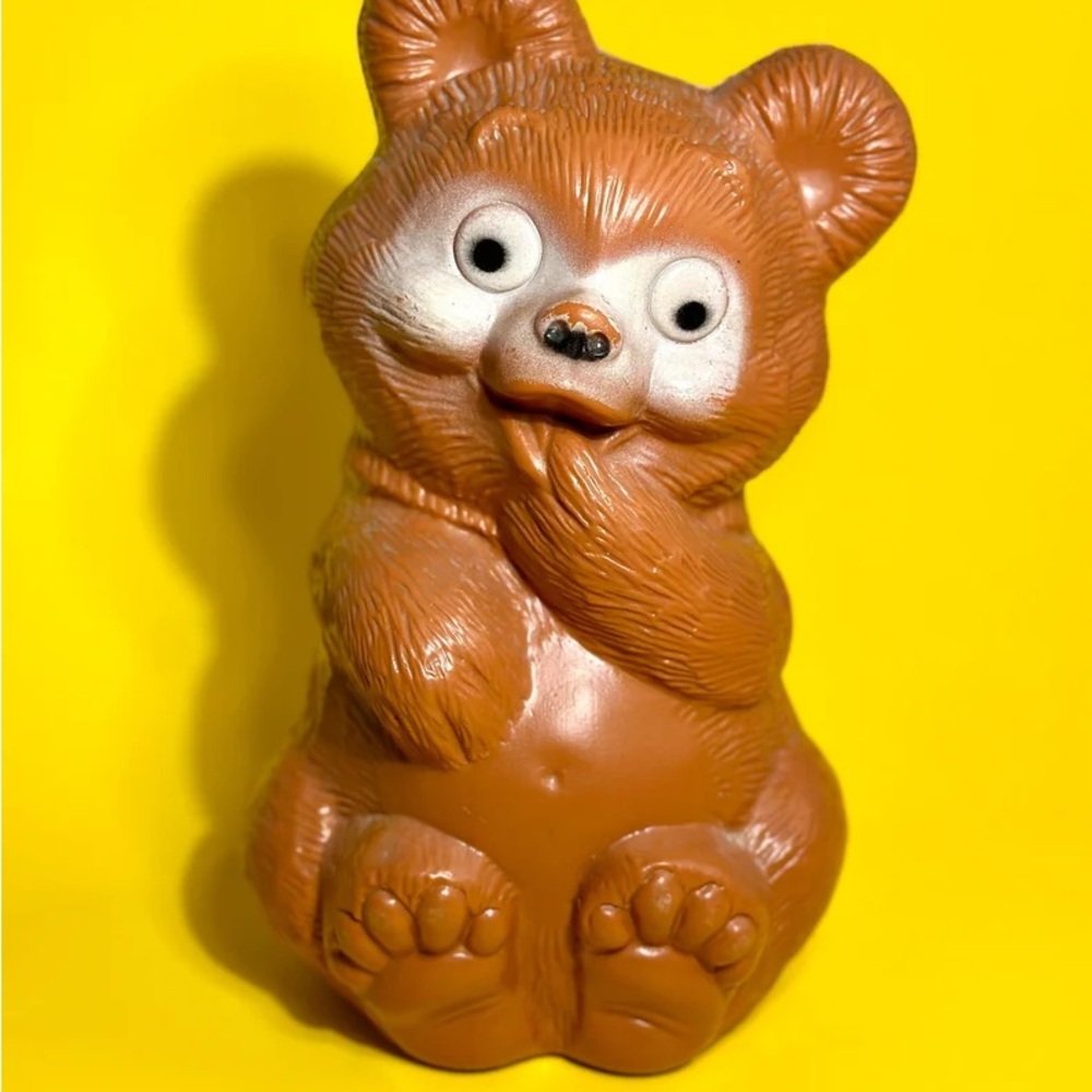 Vintage Blow Mold, Bear, Kitsch, Piggy Bank, 70s
